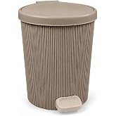 25 Litre Pedallı &Ccedil;&ouml;p Kovası &Ccedil;ıkarılabilir İ&ccedil; Kovalı - 37x30 cm, Kahve | Dikey &Ccedil;izgili Tasarım, Mat Plastik G&ouml;vde, Hijyenik Pe