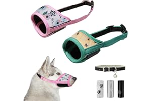 ORTVIAI 2 StüCk Maulkorb Mittlere Hunde, Dog Muzzle, Halti für Hunde, mit 3 Rollen Hundekotbeutel und 1 Verstellbares Hundehalsband, Vermeidert BeißEn, Bellen und Essen