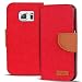 Produktbild Samsung Galaxy S6 Edge Hülle, Conie Mobile Textil Booksytle Handyhülle, Klapptasche, Kartenfächer, Silikon Schale, Wallet Schutzhülle in Rot