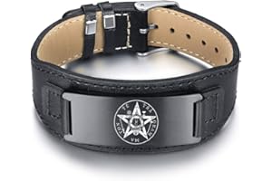 MPRAINBOW żydowski heksagram Magen David, pentagram, tetragrammaton, talizman życia, zdrowia, amulet, symbol, skórzana bransoletka dla mężczyzn