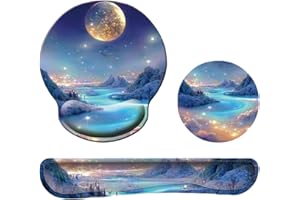 TAASMOOG 3-in-1 Wrist Rest Mat Keyboard and Mouse Wrist Support Pad Set Mouse Pad Wrist Support Anti-Slip Ergonomic Mouse Pad for Computer Laptop Working Gaming