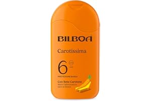 Bilboa Carotissima, Solare SPF 6, Abbronzante Corpo, Formula con Betacarotene, Mette l'Abbronzatura Nero su Bianco, Resistente all'Acqua, Dermatologicamente Testato, 200 ml
