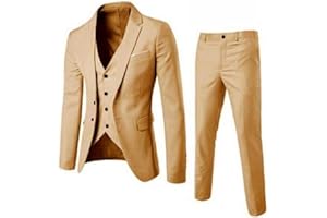 Cocila Traje de 2/3 Piezas Slim Fit Traje de Hombre Slim 3 Piezas Traje de Negocios Boda Fiesta Chaqueta Chaleco y Pantalones Abrigo Trajes El Ganso Hombre Blazer Tallas Grandes