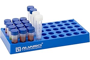ALWSCI 4mL Contenitori Portafiale, Vassoio per fiale autocampionate con 50 Scomparti, Impilabile, Flaconcini per Fiale per Fiale da 1,5 mL-2 mL, per Provette da Centrifuga