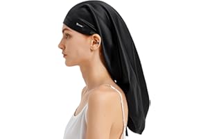 ‎LILYSILK LilySilk Maulbeerseide Haarhaube Schlafmütze Schlafhaube 100% Seide von 19 Momme Lange Seidenmütze Kappe für lockiges Haar, Nachtmütze zum Schlafen, Seidenhaube für Frauen mit Langen Haaren