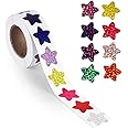HASTHIP Paper 500Pcs Glitter Star Stickers, 1 inch/2.54cm Self Adhesive Small Star Stickers for Reward Charts, Incentive Stickers Sparkly Star Stickers for Kids Teachers School Office (8 Colors)