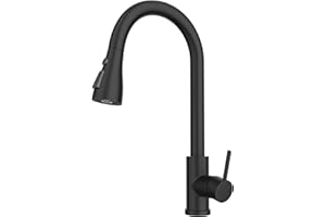 WLTEDRGO Rubinetto Lavello Cucina, Miscelatore Cucina Ad Alta Pressione, Rubinetto Cucina Con Doccetta Estraibile, Rubinetti Cucina Girevole a 360° con Monocomando, Rubinetto Cucina Nero Opaco