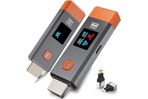 Trådlös HDMI-sändare och mottagare 165 fot/50 m förlängare 4K avkodningsingång 1080P utgång Plug &Play bärbar 2, /5,8 G för video och ljud för att övervaka från PC/projektor/TV-box, med LED-skärm