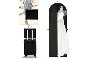 AIDBUCKS Atmungsaktiver Kleidersack 180 cm Anti-Staub Hochzeitskleid Kleidersäcke mit reißverschluss für Brautkleider Brautkleidhülle Abendkleider Lange Mäntel, Schwarz