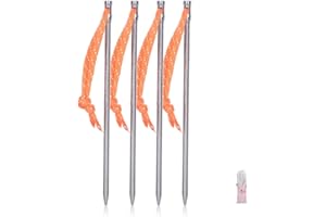 iBasingo - Juego de 4 piquetas de titanio para tienda de campaña, estacas de tienda de campaña, clavos de tienda de campaña de alta resistencia, estacas de metal portátiles para picnic, senderismo, mochilero, 16,5 cm