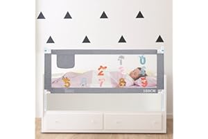 Sentasi Barrera Seguridad Cama Niños Portatil 180cm, Barandilla Cama Niños Anticaída con Elevación Vertical/Doble Cierre De Seguridad/Ajustable En Altura Barrera Cama - 1 Lado