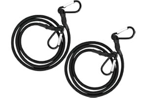 RIO DIRECT Elastic Bungee Cords with Carabiner Hooks, 24" Heavy Duty Bungee Rope Straps Latex Lashing Straps, Tie Down Straps For Tents, Cargo, Tarp, Car, Luggage, Kayak Boat, Camping RVs - Pack of 2