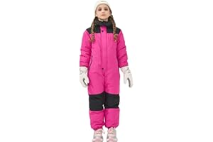 Owntop Schneeanzug Kinder - Leichter Schneeoverall Mädchen Jungen, Wasserdicht Winddicht Skianzug für Kinder mit Abnehmbare Kapuze, Verdickt Warm Skioverall, 98-128 CM, Unisex
