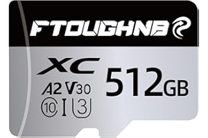 FTOUGHNB Carte Micro SD 512 Go, Carte Mémoire Haute, Carte Mémoire Micro SD+ Adaptateur, Compatible Full-HD pour Camera, Drone