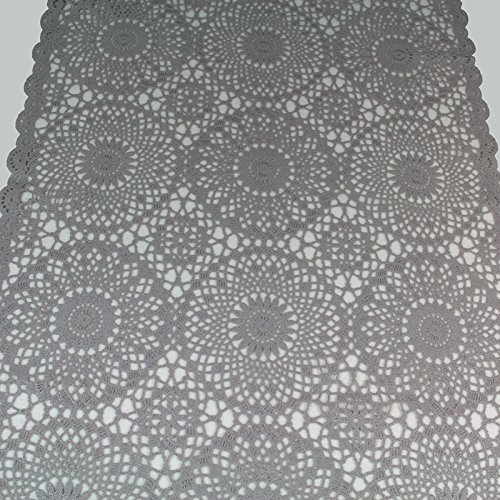 Tischläufer Spitze PVC - grau - 40 x 150 cm, Camping, Gartentischdecke, Abwaschbar