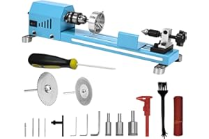 Winbomgo Mini Wood Lathe, Multipurpose Lathe Machine, Milling Lathe, Cutting, Polishing, Professional Table, Top Lathe Tool Kit