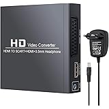 eSynic Convertisseur HDMI vers Péritel et HDMI HDMI à HDMI+Singal AV Composite Adaptateur Stéréo FL/FR 3.5mm Headphone Prise 