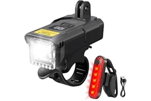 MAKERSTEP Lumiere Velo Avant et Arriere USB Rechargeable Lampe Velo LED, Plusieurs Modes réglables, étanches IP65, Longue durée de Vie de la Batterie, adaptés à la Conduite de Nuit comme Le VTT