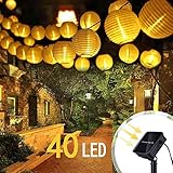 farol solar led camping Especificaciones: 7,5 m de largo, 40 farolillos, cada farol mide 7 cm de diámetro, con un diámetro de 7 cm, la linterna está hecha de nailon de alta calidad, resistente a altas temperaturas, resistente a la corrosión, fácil de secar, no hay que preocuparse de daños cuando se coloca fuera. Una buena opción para joyas de jardín, bodas, fiestas, decoración de Navidad.