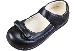 rismart Ragazze Mary Jane Scarpa Cinghia Collegio Uniforme Nero Vestito Piana
