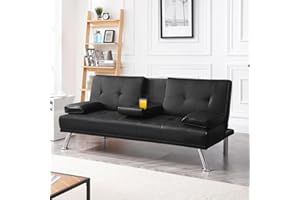 ‎YAHEETECH Yaheetech Klappbares Schlafsofa Couch mit Bettfunktion Bettsofa mit Großer Liegefläche von 167 cm L × 94 cm B fürs Wohnzimmer/Schlafzimmer/Heimkino/Gästezimmer schwarz