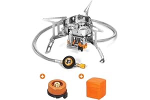 Camping Gas Stove, ISFORU 6800W Windproof Backpacking Gas Stove, Portable Outdoor Camping Furnace,Folding Camp Gas Burner, Camp Stove Set for Hiking, Picnic, Trekking