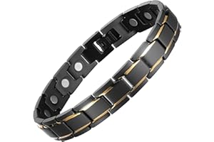 MagEnergy Magnetic Bracelets for Men Titanium Steel Black Bracelet 8.5 inches Adjustable