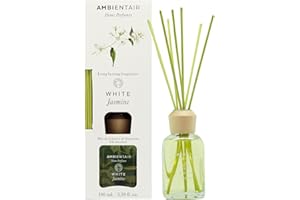 Ambientair Home Perfumes. Difusor de Varillas perfumadas Aroma White Jasmine. Ambientador Mikado Aroma Jazmín. Difusor 100 ml con palitos de ratán.