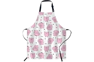 Smooffly Cute Pink Pig Piggy Apron, Cooking and Baking Apron for Men and Women, Kitchen and BBQ Bib