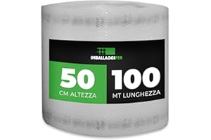 ImballaggiPer Rotolo Pluriball Economico accoppiato con HD, Bobina per Imballaggio e Spedizione, H 50 cm L 100 mt