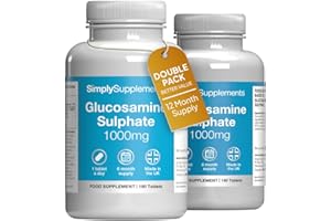 SIMPLY SUPPLEMENTS Glucosamine Sulphate 2KCL 1000mg | One-A-Day Potent Formula | Supports Active Living | 360 Fast Release Tablets = 12 Months’ Supply | Marine Sourced | Made in The UK in Accordance with GMP Standards