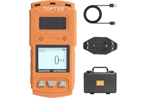 TOPTES Guard-633 H2S Detector, H2S Monitor Clip On with Precise Gas Sensor, 0.5S Fast Response, 7-Day Battery Life, Low Battery Alert, Adjustable Alarm Range, 3 Alarm Modes, Explosion-Proof Safety