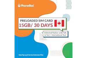 PhoneBox Preloaded 8GB Canadian SIM Card | 30 Days | No Contracts! 5G Data, Affordable Plans! Talk, Text, Data for 30 Days! No overage fees! Unlimited International Text! Travel SIM Card