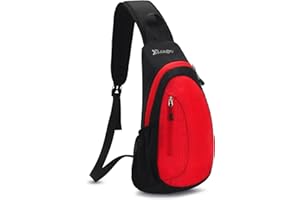 Sling Bag Januts Sling Shoulder Backpack Small Rucksack for Men Lightweight One Strap Shoulder Chest Bag Waterproof Anti-theft Casual Men Women Bags for Travelling Outdoor (Red)