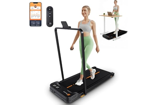 Flexnest Flexpad EZ Pro 2 in 1 Walking Pad Treadmill for Home Use, 1 10 km/h, Foldable Rail, 9% Incline, LED Display, Shock Absorption, 100kg Capacity for Home & Office Use - Black