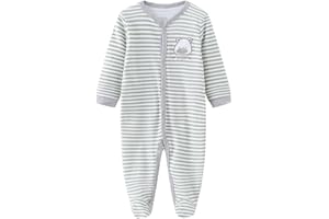Chamie Baby grows Sleepsuits Rompers Long Sleeve Boys Girls Cotton 0-3m/3-6m/6-9m/9-12m