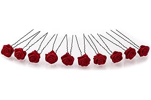 FLEXISTORE 10 rose con forcina - Gioielli per capelli - per capelli profondi - Set nera - Rosso Bordeaux
