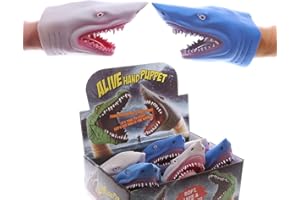 Puckator Shark Head Hand Puppet Shark Themed - Hand Puppet - Finger Hands - Shark Toys For Boys And Girls - Small White Shark Hands - Finger Monsters - Imaginative Play