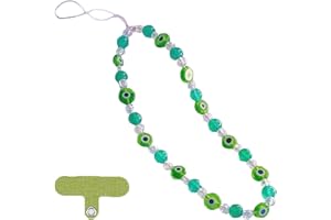 TAFACE Lanière de téléphone portable 1 pc avec patch, lanière perlée à motif d'oeil, chaîne de téléphone anti-perte, lanière de cou et de poignet, Pour téléphones portables, clés, cartes d'identité (bleu)