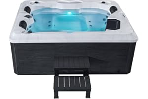 SUPPLY24 SINCE 2004 Luxus Outdoor Whirlpool Hot Tub Berlin Farbe weiß mit Massage Düsen WPC Treppe Heizung Ozon Desinfektion LED Beleuchtung Aluminium Verkleidung für 2 - 3 Personen für Garten Terrasse Außen