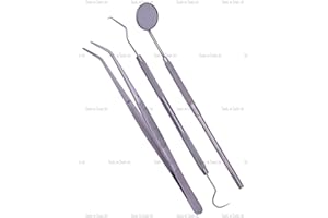 TOOLS N TOOLS UK GOLD QUALITY PRODUCTS 3 PCS Tooth Pick Dissecting Tweezers Dental Mouth Mirror Tartar Plaque Remove