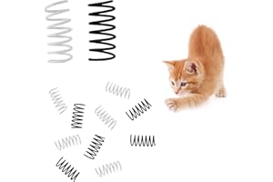 Andiker Katzen Spring Spielzeug, 12 Stück Buntes interaktives Spirale Katzenspielzeug, Kunststoff Spiralfedern zum Schlagen, Beißen und Jagen von Kätzchenspielzeug (schwarz und weiß)