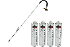 EASY SHOPPING GoSystem Garden Weed Wand Gas Weed Killer Burner Blaster Burning Torch and Gas Canisters Refill for Camping Stove Blowtorch BBQ (4 x Go Can 350g+Weed Wand)