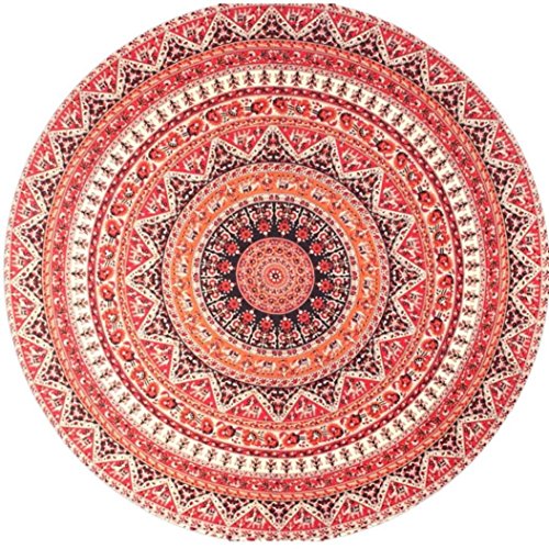 Tapestry Strand Kolylong Tapisserie Runde Hippie Mandala-Muster Bettdecke Tapisserie Tischtuch Wand hängende Dekoration Yoga Matte (Orange)