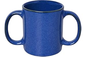 ANCIENTIMPEX Tazza con doppio manico (tazza a doppia impugnatura) per aiutare i tremori, adatta al microonde, 350 ml - blu elegante, ANC-DHM-59