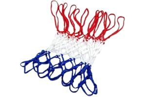 ADHG Rete da Pallacanestro Durevole Rete da Pallacanestro Rossa Bianca Blu Rete da Maglia in Nylon Resistente per reti da Basket Adatto per Attrezzature Sportive da Basket Standard per la casa