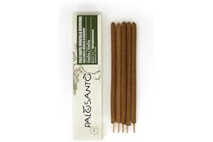 PALOSANTO - Bastoncini di Incenso Naturale Palo Santo con Rosmarino e Wiracoa - Incenso Bastoncini Realizzati a Mano in Perù - Aroma Intenso e Fresco per Purificazioni Intense - 6 Stick