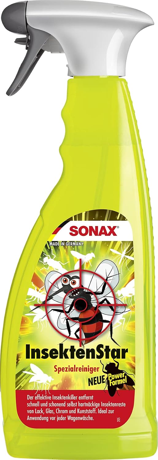 SONAX InsectenStar (750 ml) lost snel en voorzichtig zelfs hardnekkige en opgedroogde insectenverontreinigingen op, art.nr. 02334000