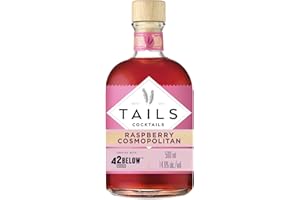 Tails Cocktails Raspberry Cosmopolitan, cocktail prêt à boire, préparé avec de la vodka 42BELOW, pour réaliser 4 cocktails de qualité professionnelle en quelques secondes, 14,9 % vol., 50 cl/500 ml