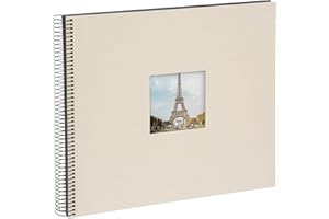 goldbuch 25 623 Spiralalbum mit Bildausschnitt, Bella Vista, Foto Album 35 x 30 x 1,5 cm - Spirale ⌀ 2,8 cm, Erinnerungsalbum aus Leinen, 40 schwarze Seiten, Fotobuch zum Selbstgestalten, Sandgrau